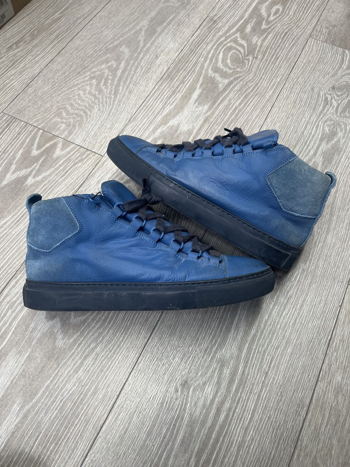 Balenciaga Balenciaga Arena High-Top Trainers Blue Leather Size US 6 / EU 39 - 1 Thumbnail