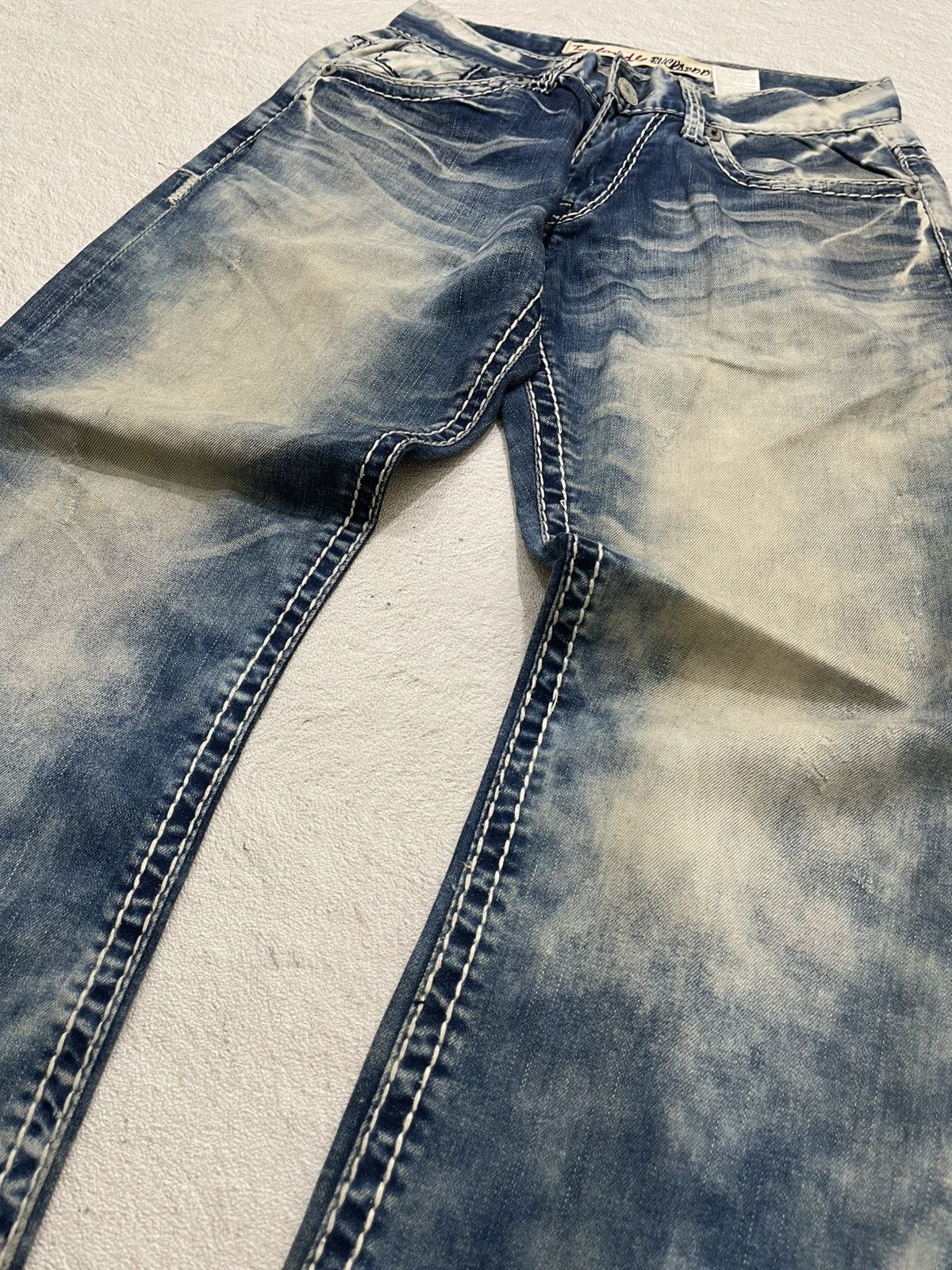 Japanese Brand 2000s Acid Washed Buckaro Light Blue Jeans Y2K Size US 29 - 2 Thumbnail
