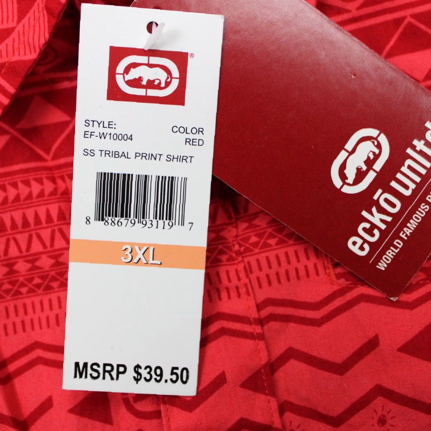 ECKO Unltd. Hawaiian Button-Up Shirt Mens 3XL Red 90s Cotton Short Sleeve NWT