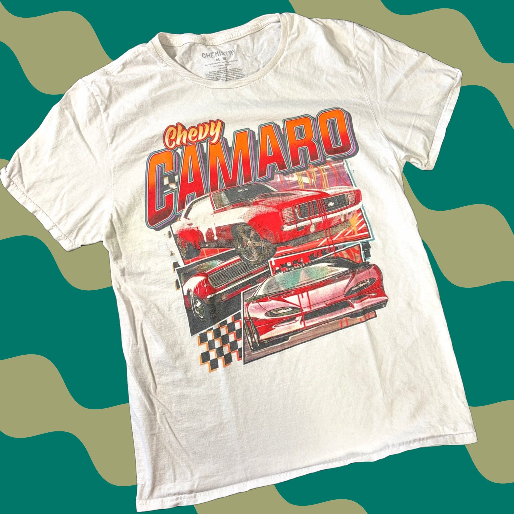 Vintage VINTAGE Y2k White Chevy Camaro Car Racing Graphic Short Sleeve Tee Medium Mens Size US 31 - 1 Thumbnail