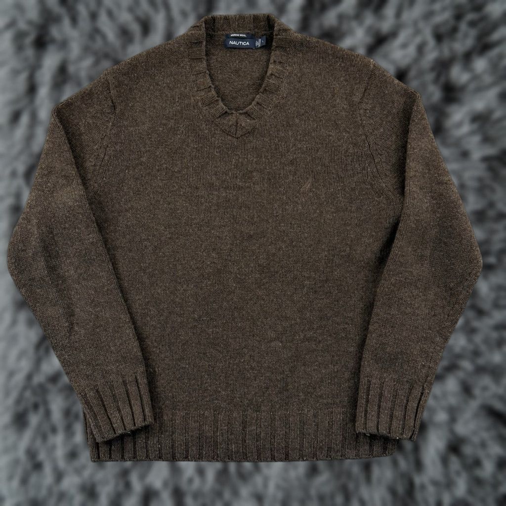 Nautica Nautica Sweater Mens Large Brown Merino Wool Blend Knit V Neck Long Sleeve Preppy Pullover Vintage: No Size US L / EU 52-54 / 3 - 1 Thumbnail