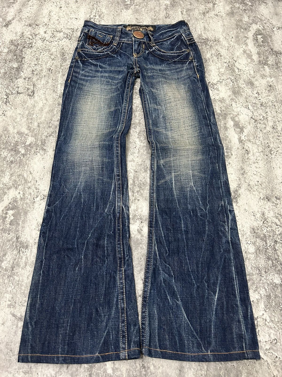If Six Was Nine × Le Grande Bleu (L.G.B.) × Tornado Mart Red Pepper Gold Label Acid Wash Flare Jeans Size US 28 / EU 44 - 1 Thumbnail