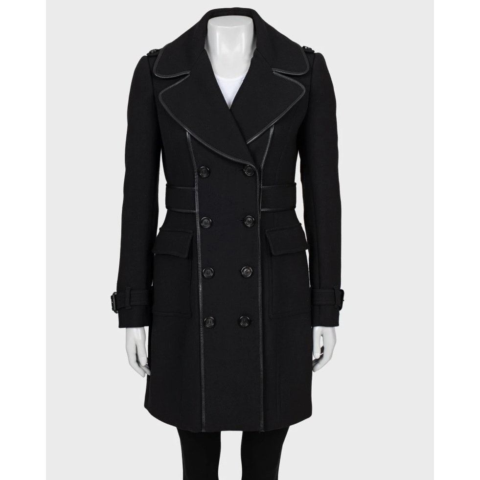 Burberry Burberry Black Double-Breasted Wool Blend Coat - UK8/S Size S / US 4 / IT 40 - 1 Thumbnail