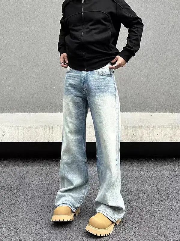 VIBE Vintage Washed Faded Loose Casual Jeans Size US 32 / EU 48 - 2 Thumbnail