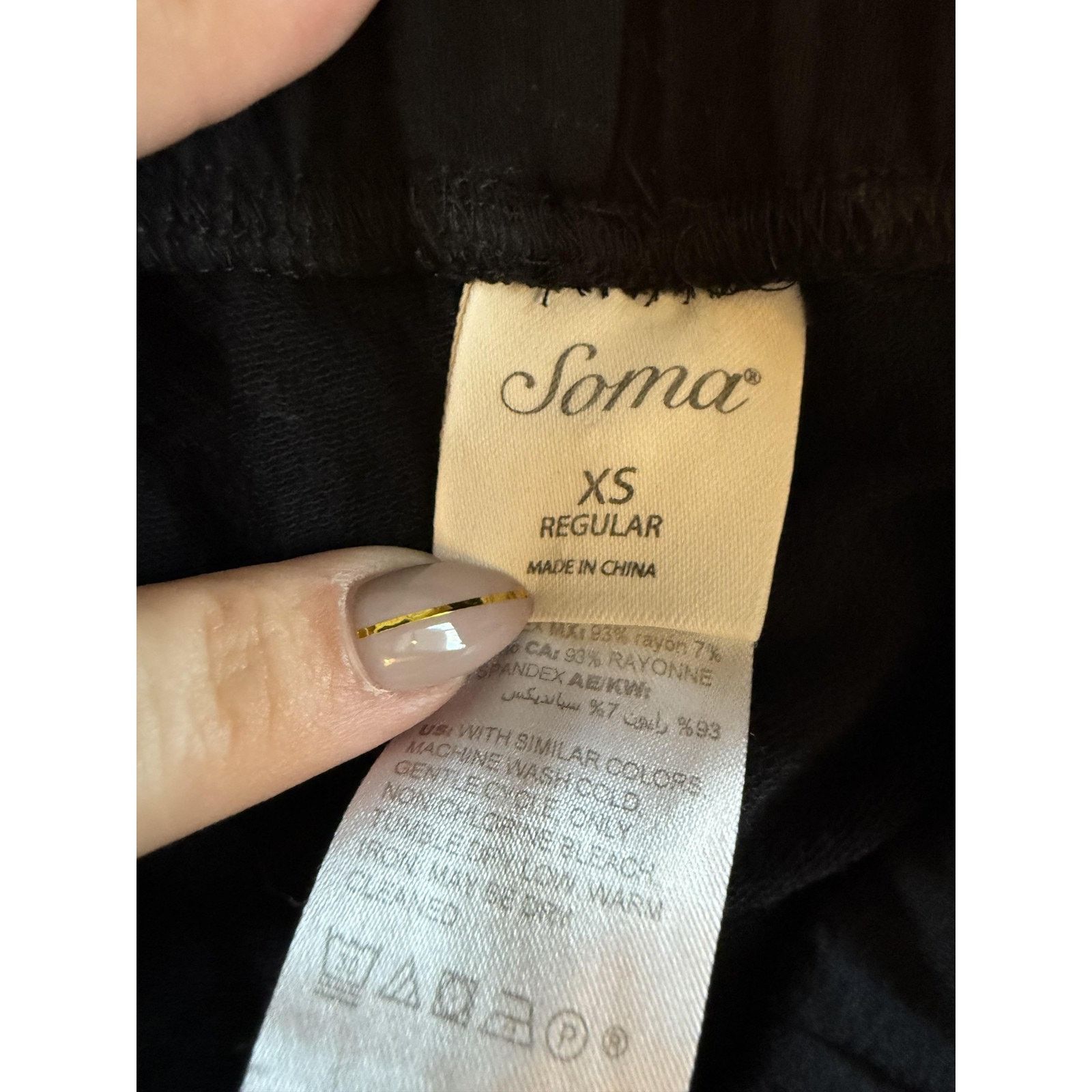 Other Soma Leggings XS Black Regular Stretch Rayon Spandex Pull On Size ONE SIZE - 3 Thumbnail