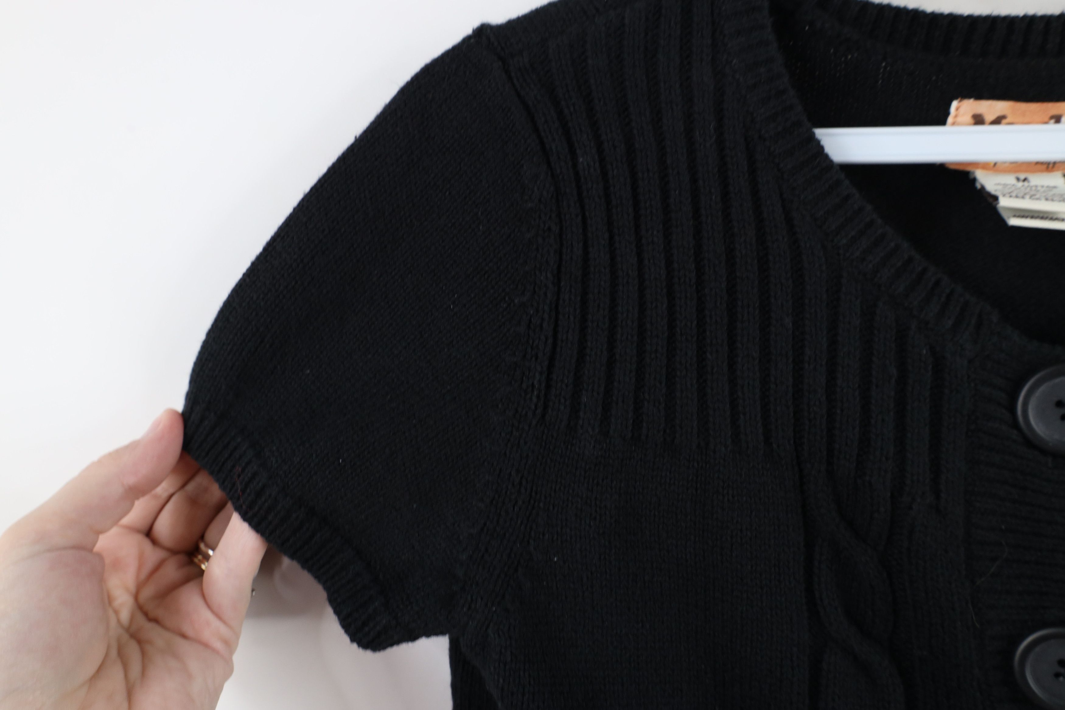 Vintage Vintage Y2K Babydoll Mudd Cable Knit Cardigan Sweater Black Size M / US 6-8 / IT 42-44 - 5 Thumbnail