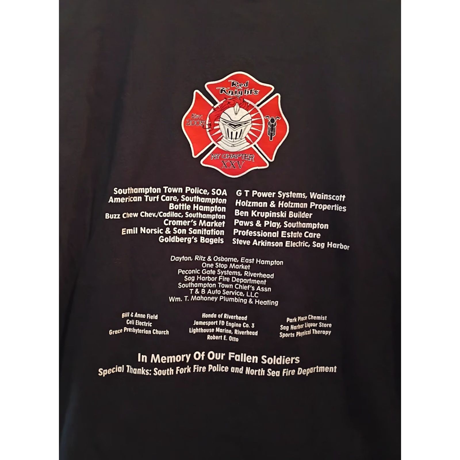 Gildan VINTAGE Bike Blessing And Ride Red Knights NY Chapter Firefighter T-shirt Suffolk Blue L Mens Size US L / EU 52-54 / 3 - 4 Thumbnail