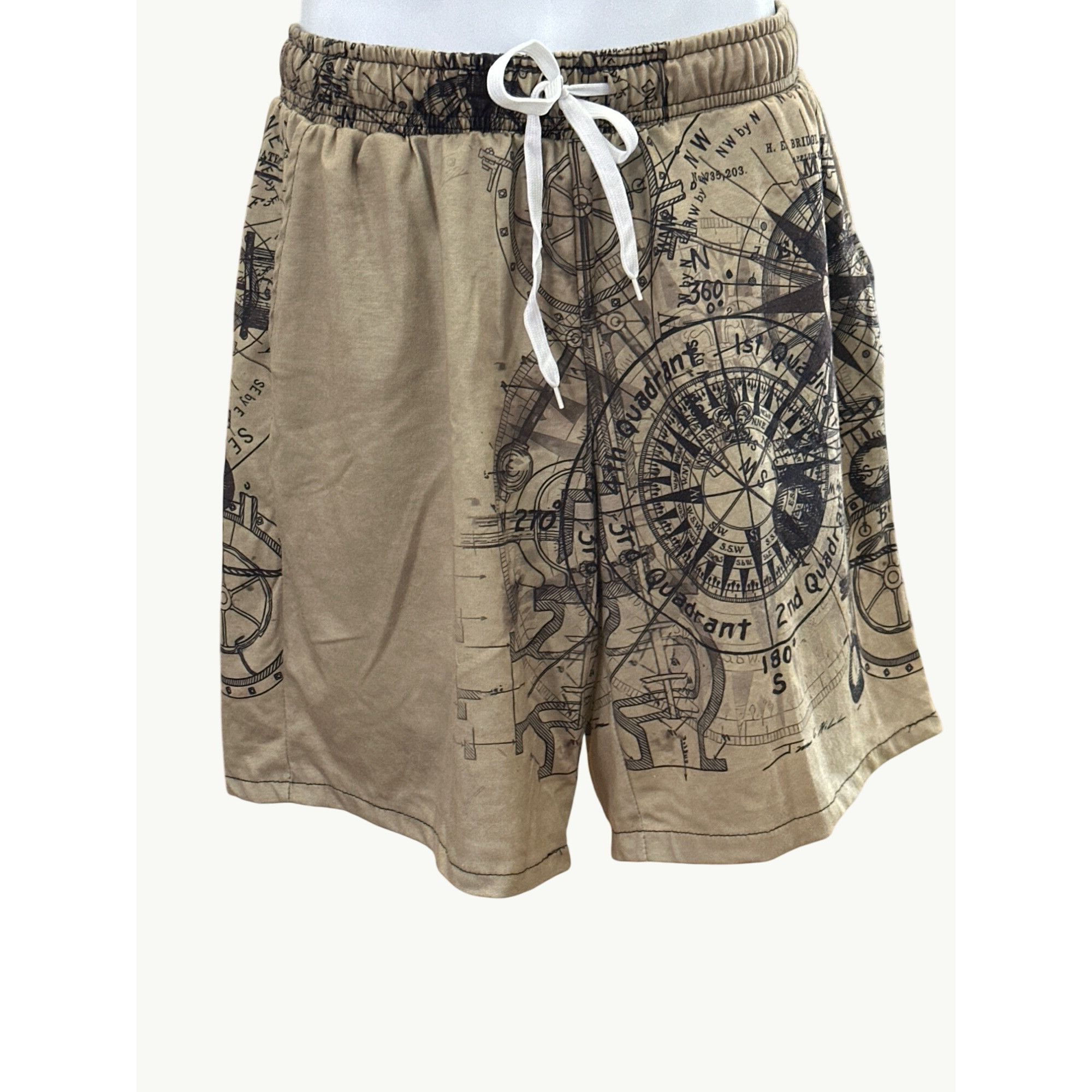 Other CCC James C Hill Nautical Map Print Shorts Beige Black Graph Size US 28 / EU 44 - 1 Thumbnail