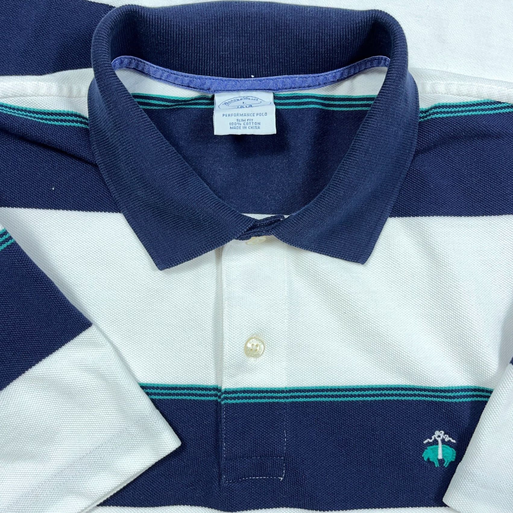 Brooks Brothers Brooks Brothers Polo Shirt Men L Blue White Colorblock 90s Classic Designer Preppy Striped Short Sleeve Button Collar Mens Polo Size US L / EU 52-54 / 3 - 2 Thumbnail