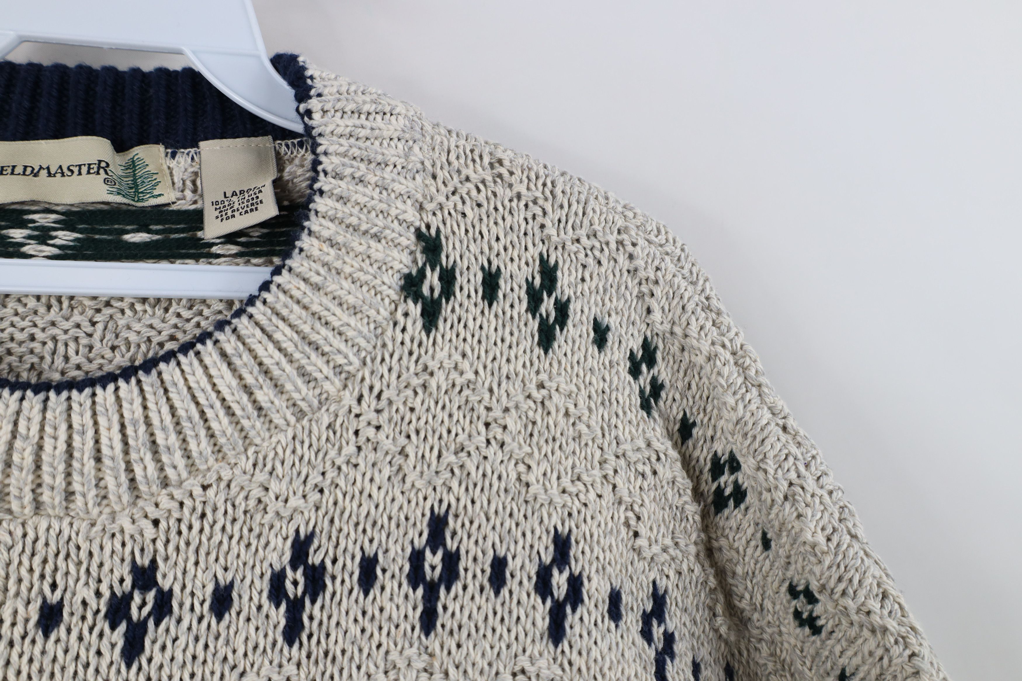 Vintage Vintage 90s Streetwear Geometric Cotton Knit Sweater USA Size US L / EU 52-54 / 3 - 5 Thumbnail