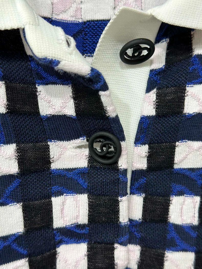 Chanel Chanel Xiaoxiangfeng blue and pink plaid short sleeves 2504 Size XXS / US 00 / IT 34 - 4 Thumbnail