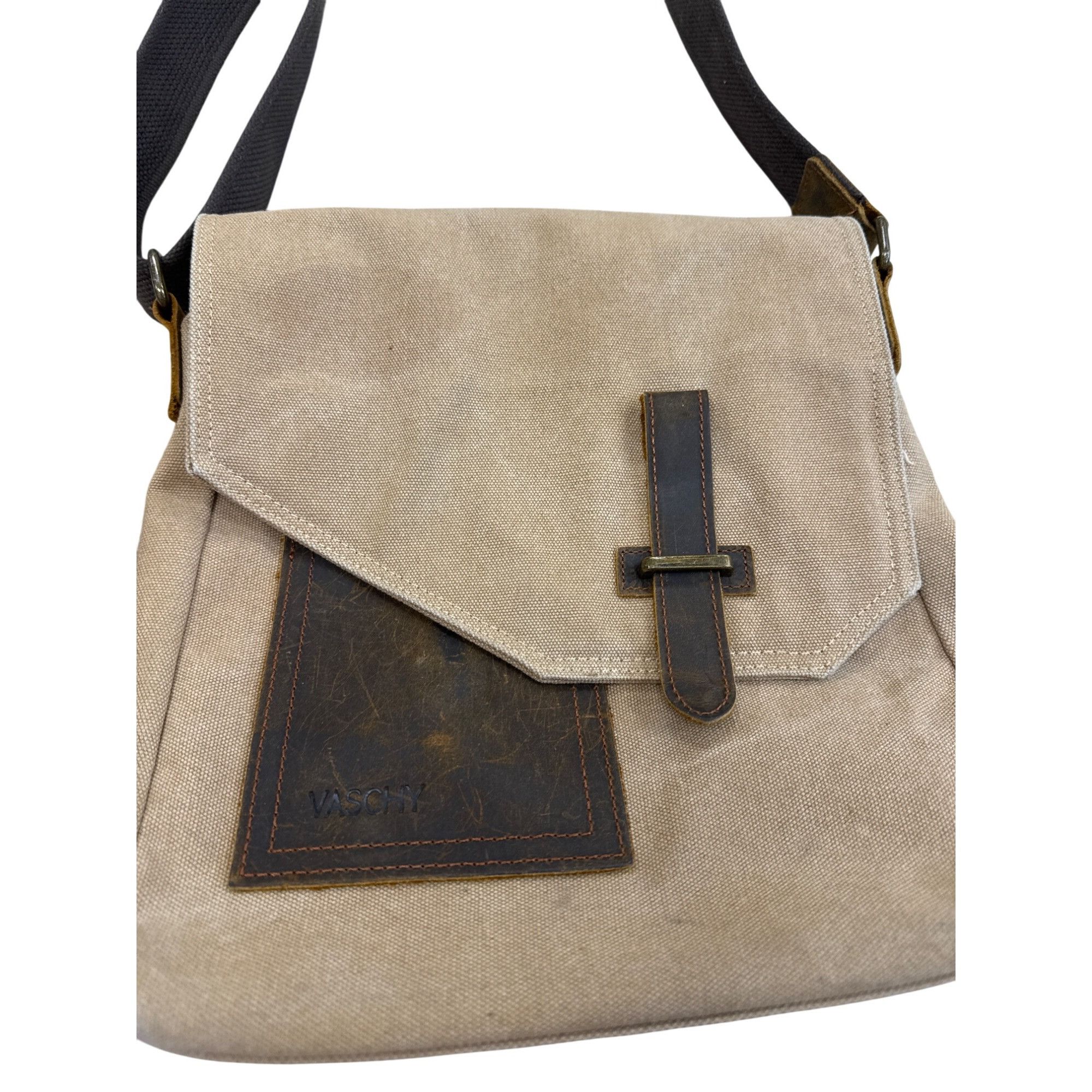 Other Vaschy Canvas & Leather Crossbody Messenger Bag 12x12 SKU 74 Size ONE SIZE - 2 Thumbnail
