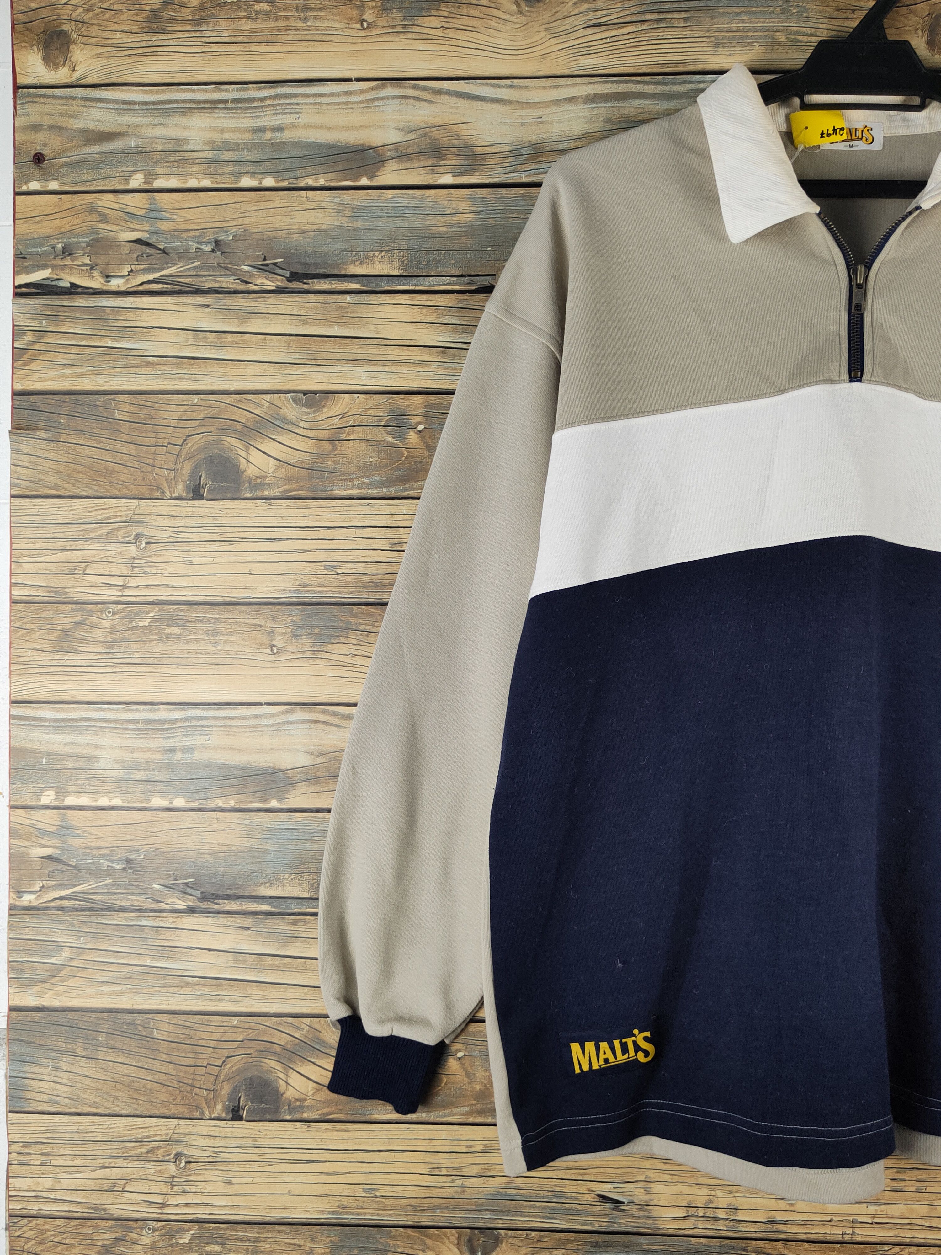 Vintage DL Malt's vintage Navy Beige Sweatshirts #2497 Size US M / EU 48-50 / 2 - 3 Thumbnail