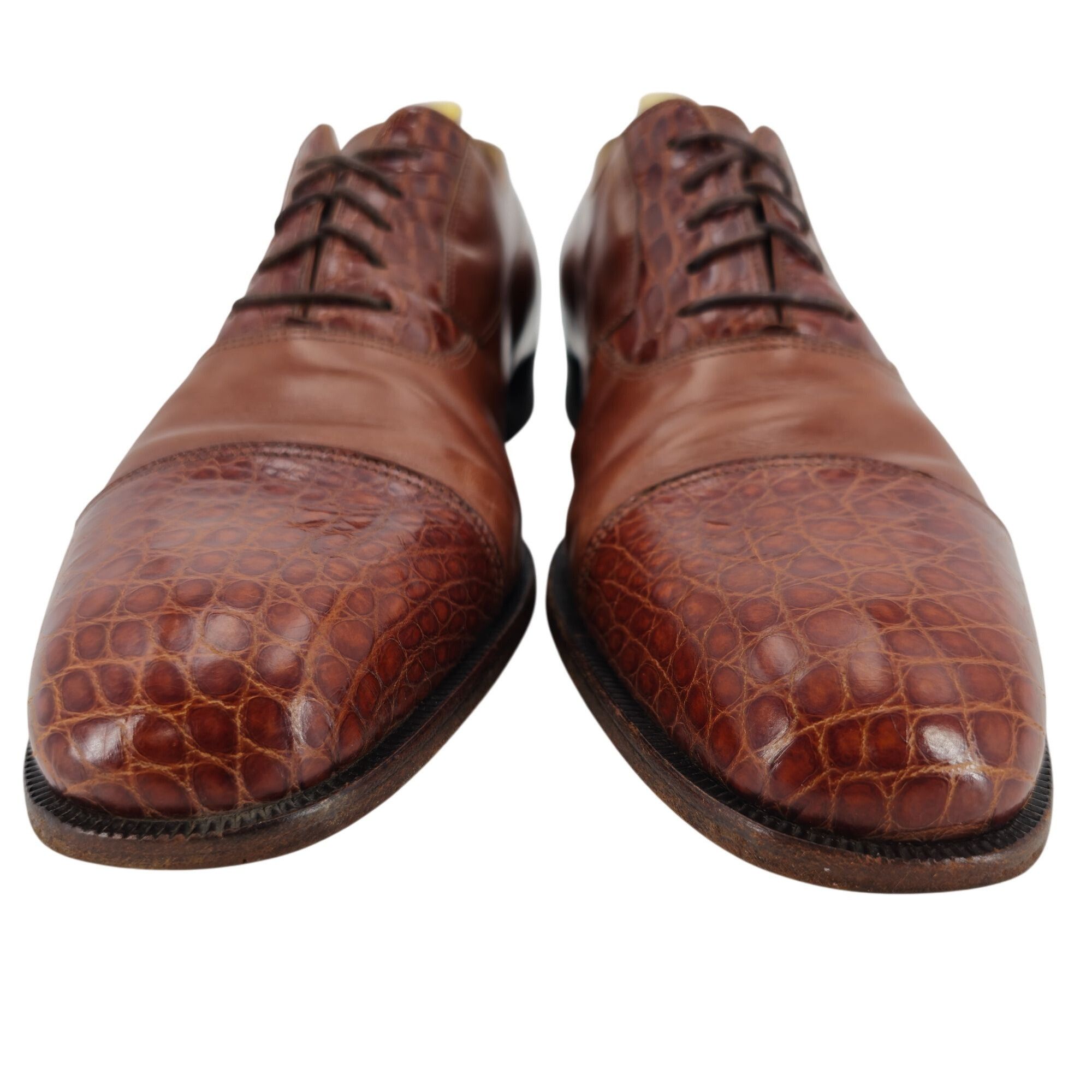 Bruno Magli Exotic Bruno Magli Italy Brown Alligator Leather Oxfords 10M Size US 10 / EU 43 - 10 Thumbnail