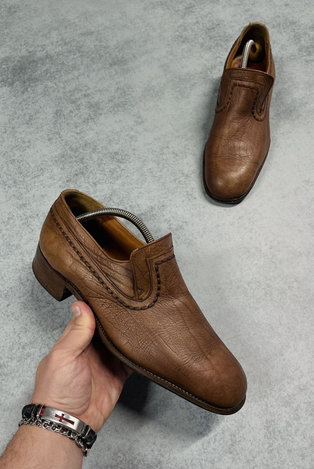 Grenson Cross Loafers | Brown | Men\'s 8 UK (9 US) GRENSON BROWN LEATHER SLIP ON TASSEL OXFORD LOAFER MENS SHOE  main image 3