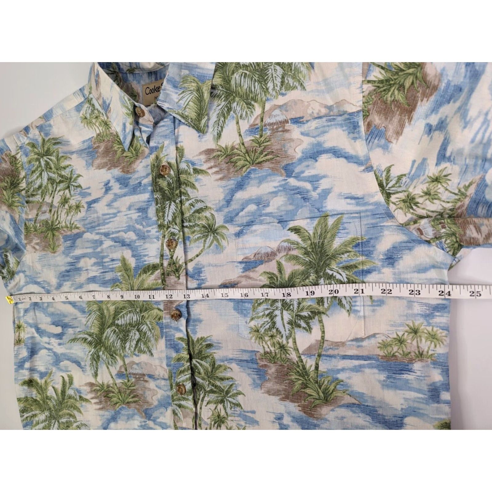 Vintage Cooke Street Mens Hawaiian Shirt Palm Trees Short Sleeve Size Medium Blue Cotton Button-Up Casual Size US M / EU 48-50 / 2 - 6 Thumbnail