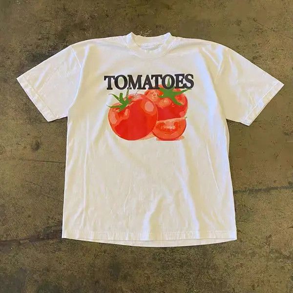Japanese Brand Kizuki x Kase Tomato pattern white vintage loose tee Size US L / EU 52-54 / 3 - 7 Thumbnail