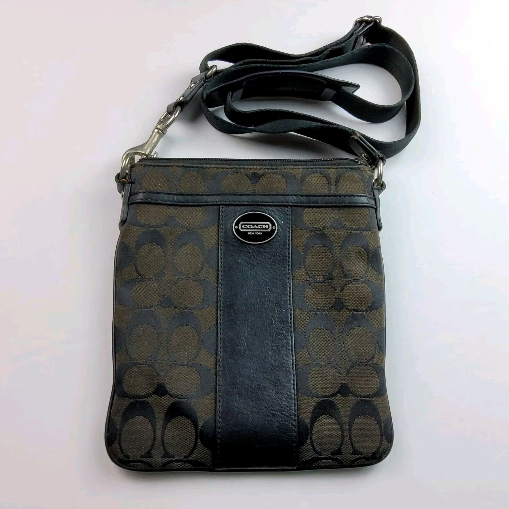 Coach Coach Crossbody Shoulder Handbag Purse Signature Leather Stripe Women Black Exterior Leather Style Crossbody 8.5x7 Size ONE SIZE - 8 Thumbnail