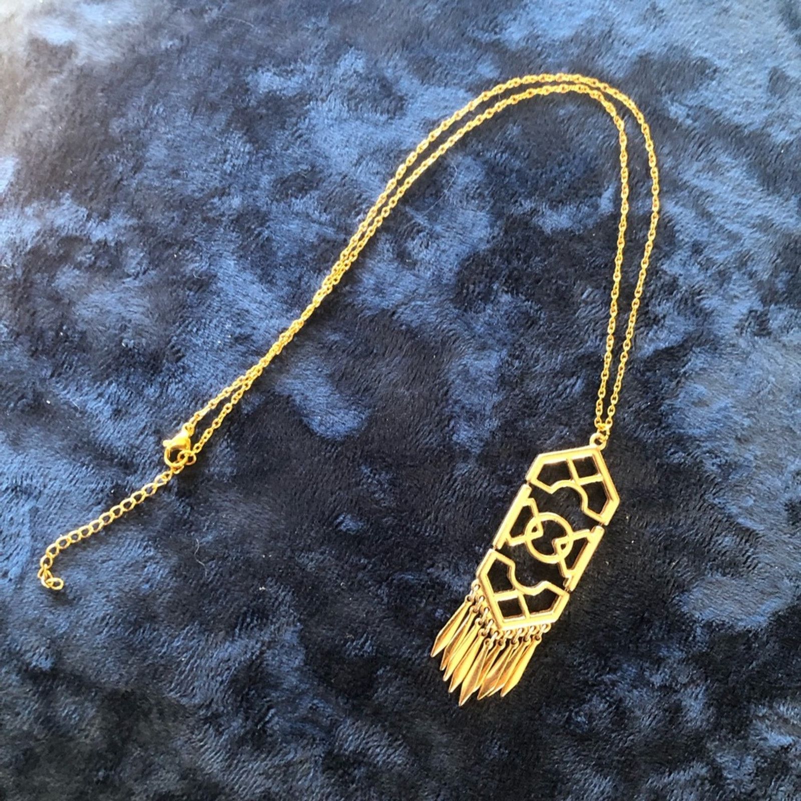 Vintage Vintage repurpose gold open filigree fringe pendant necklace Size ONE SIZE - 1 Thumbnail