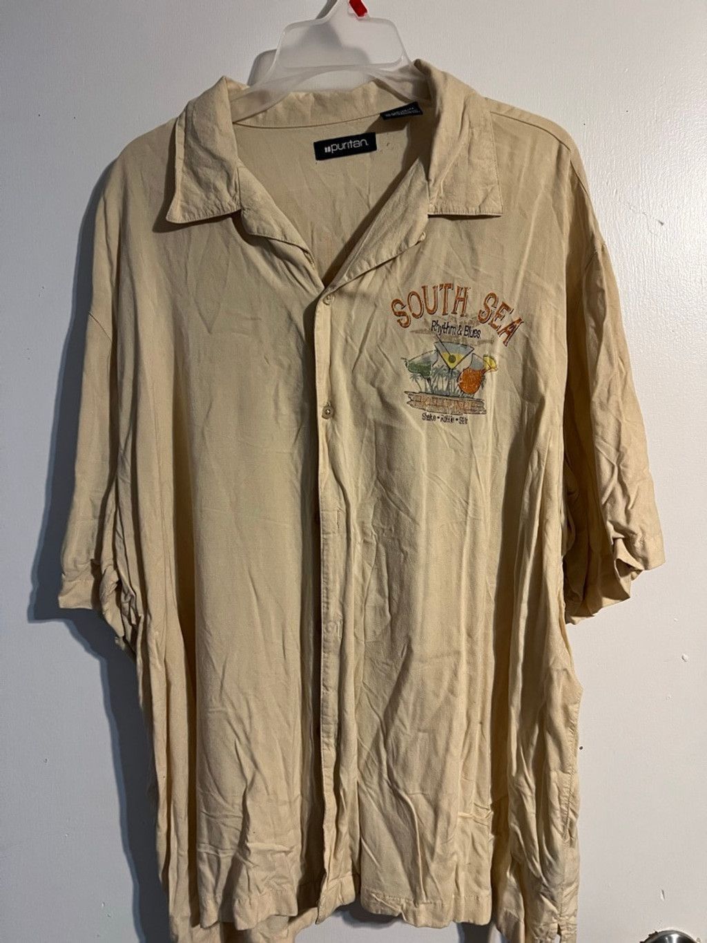 Puritan Men's Puritan Casual Button Down Shirt XL Beige with Orange Size US XL / EU 56 / 4 - 1 Thumbnail