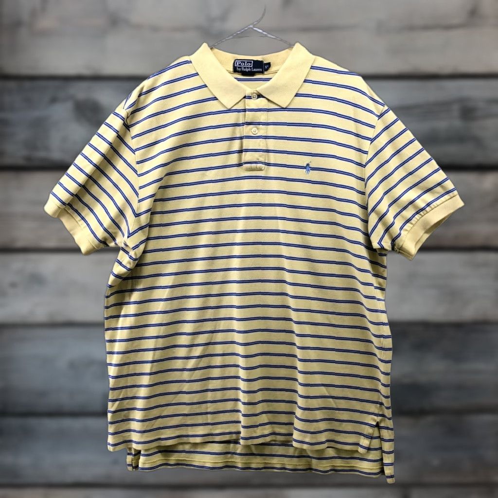 Polo Ralph Lauren Polo Ralph Lauren Polo Shirt Mens XL Short Sleeve Yellow Blue Stripe Pony Logo Shirt Size US XL / EU 56 / 4 - 1 Thumbnail