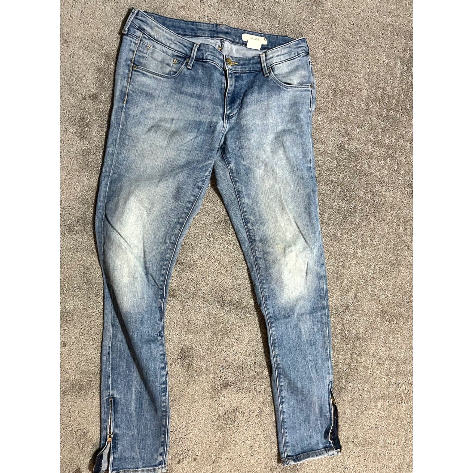 H&M H&M Skinny Jeans 30 Ankle Zip Low Waist Blue Cotton Blend Womens Regular 30in Inseam 29in Vintage No Size 30" / US 8 / IT 44 - 3 Thumbnail