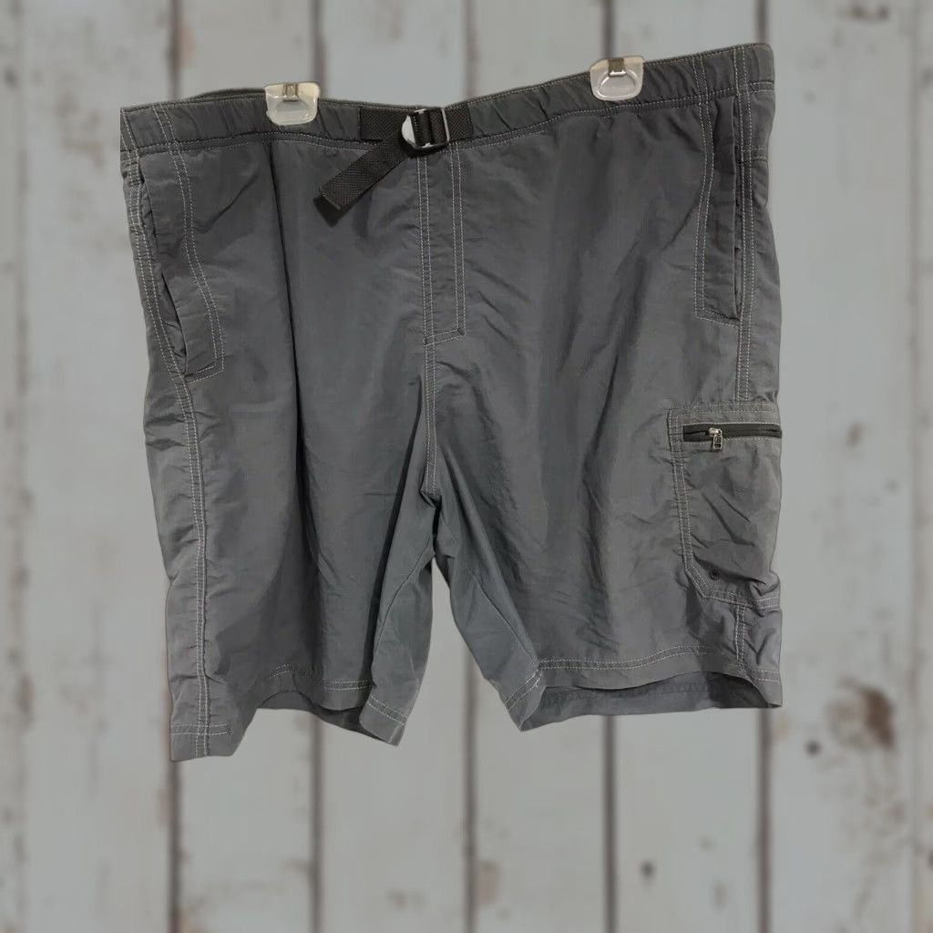 Vintage Columbia Board Shorts Men 2X Gray 100% Nylon Elastic Waist Pockets EUC Size US 39 - 1 Thumbnail