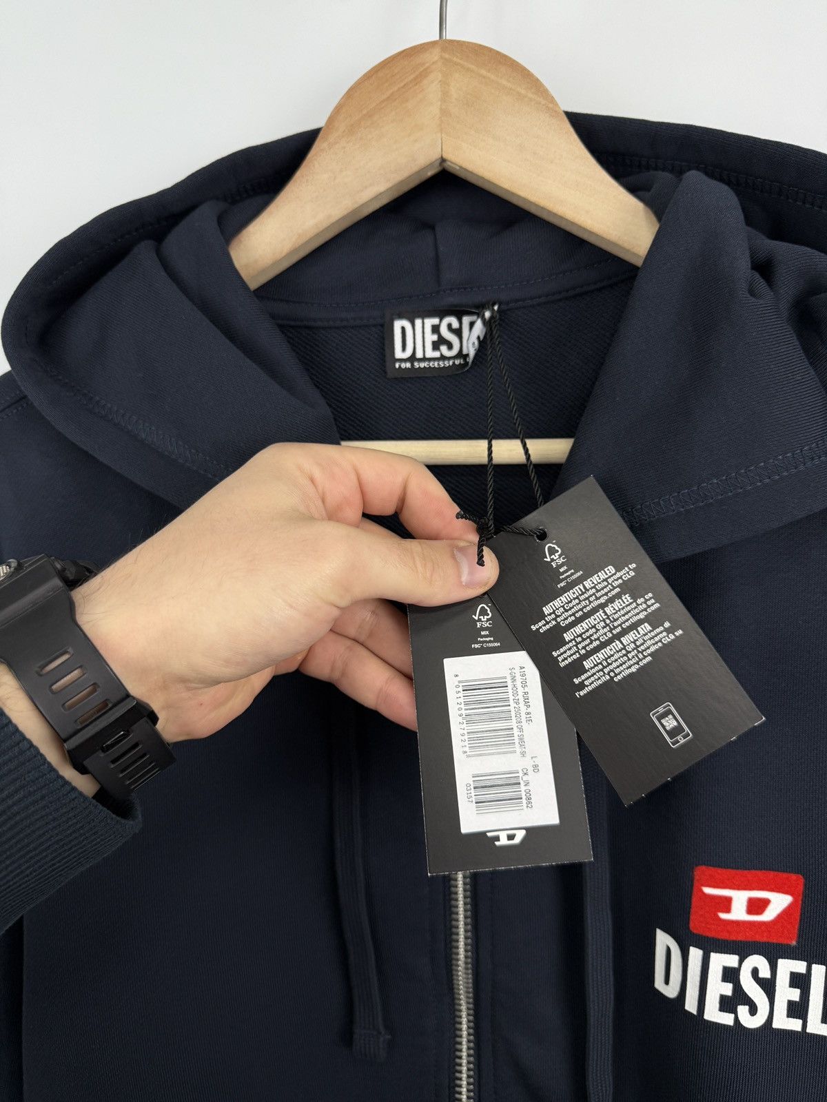 Diesel 🇺🇸 NWT❗️Diesel Full Zip Hoodie Blue For Successful Living Y2K Size US L / EU 52-54 / 3 - 9 Thumbnail