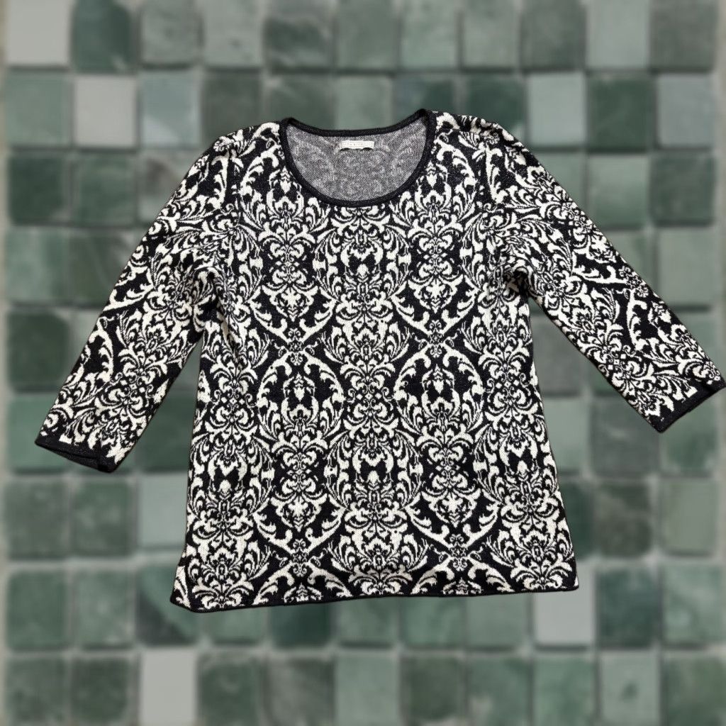 Vintage Dana Buchman Sweater Womens 36" Chest Black White Floral Studded Sparkly RN73277 Size S / US 4 / IT 40 - 1 Thumbnail