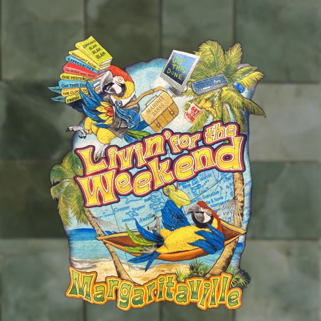 Vintage Margaritaville Parrot Mens Small TShirt Blue Livin For The Weekend Size US S / EU 44-46 / 1 - 1 Thumbnail