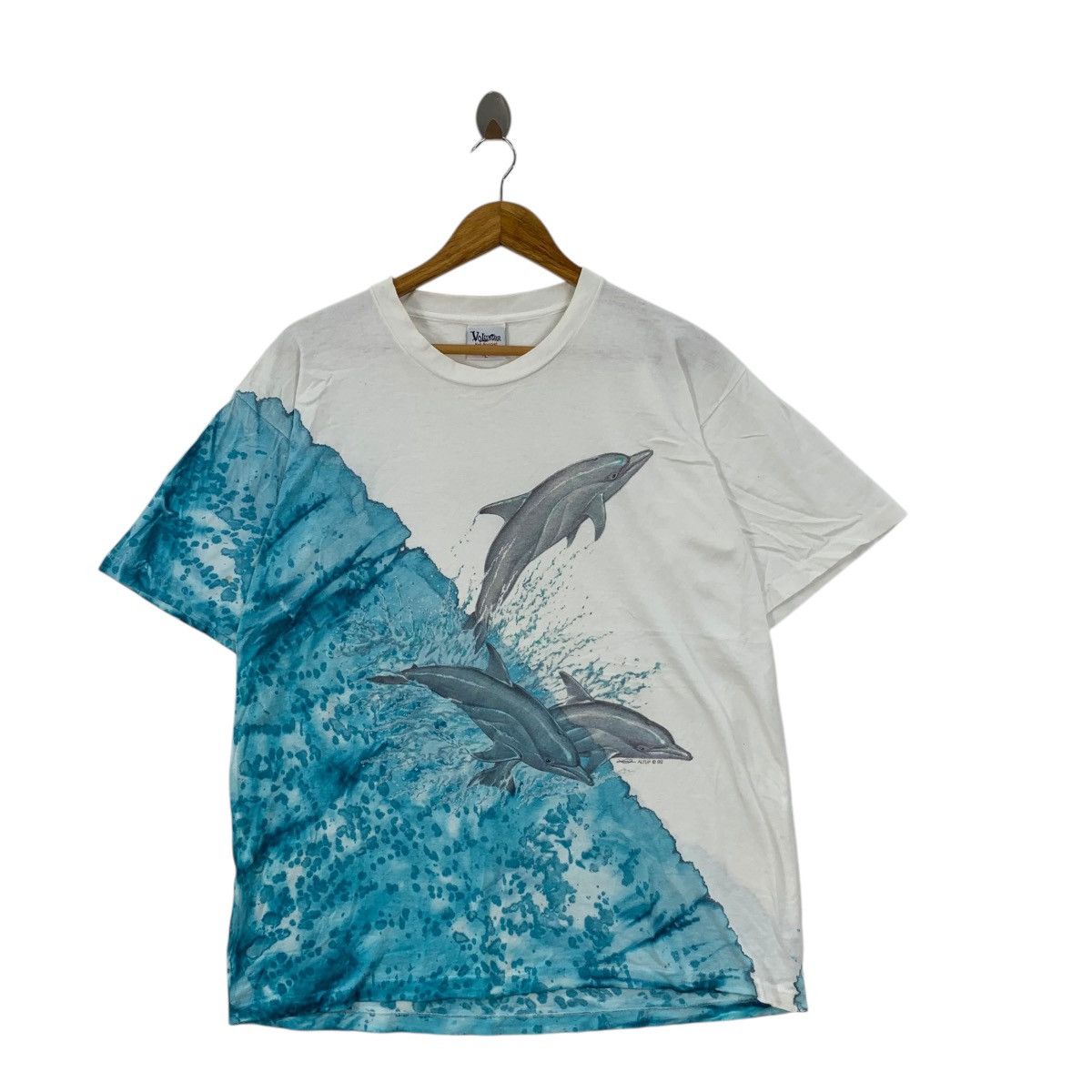 Vintage Vintage 1992 OREGON INLET DOLPHIN Altuf Painting Tee Shirt Size L / US 10 / IT 46 - 1 Thumbnail