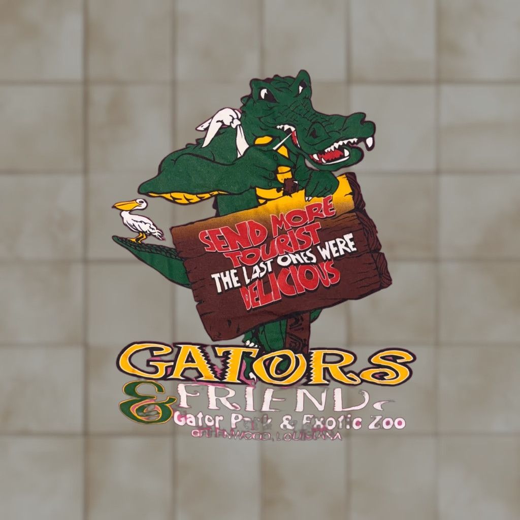 Gildan VINTAGE Gators & Freinds Alligator Park & Exotic Zoo Louisiana Pink Gildan T-Shirt XL Men Short Sleeve Logo Pattern 2000-2009 Size US XL / EU 56 / 4 - 1 Thumbnail