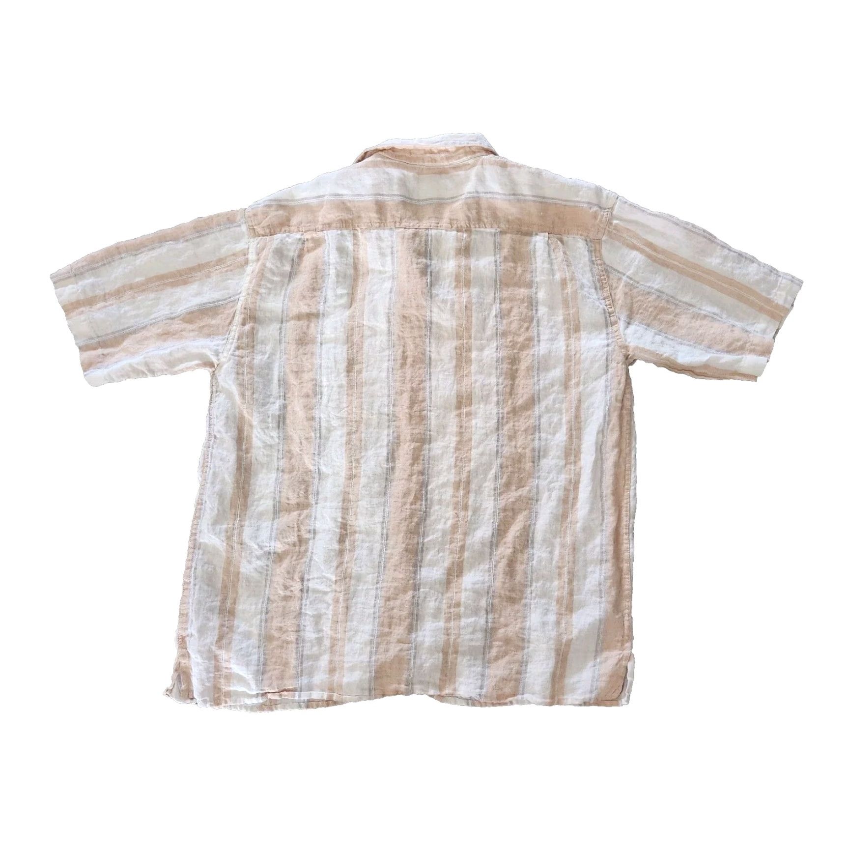 Vintage VINTAGE Bruno Beige Striped Linen Blend Shirt Button Up Collared Shirt Men's XL Regular Beige Striped Linen Blend Shirt Size US XL / EU 56 / 4 - 4 Thumbnail