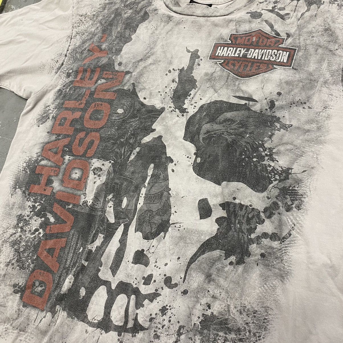 Harley Davidson × Japanese Brand × Vintage Vintage Y2K Harley Davidson Big Print Skull AOP Tee Grunge Size US XXL / EU 58 / 5 - 4 Thumbnail