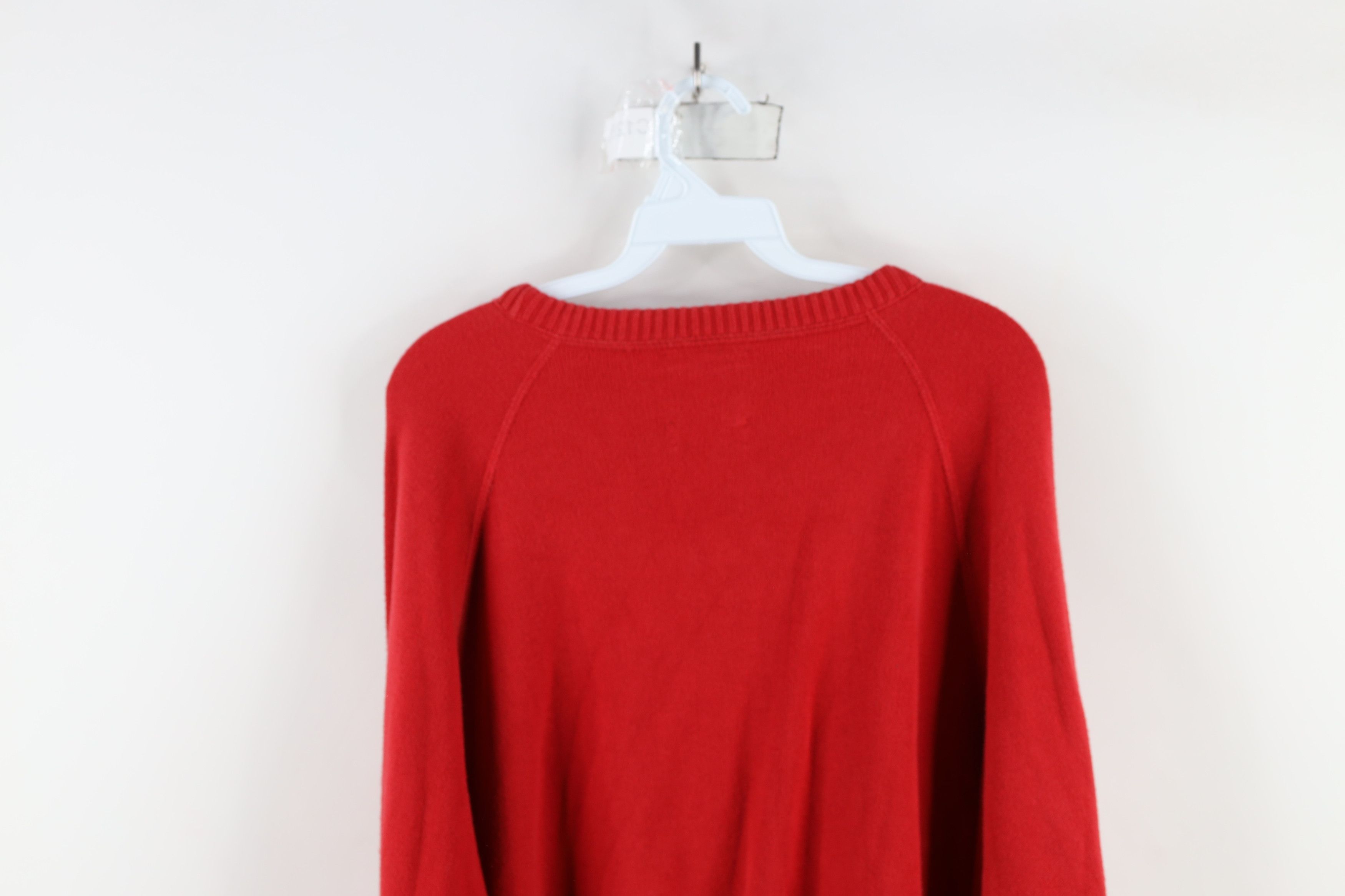 Vintage Vintage 90s Streetwear Blank Cotton Knit Sweater Red USA Size US XL / EU 56 / 4 - 10 Thumbnail