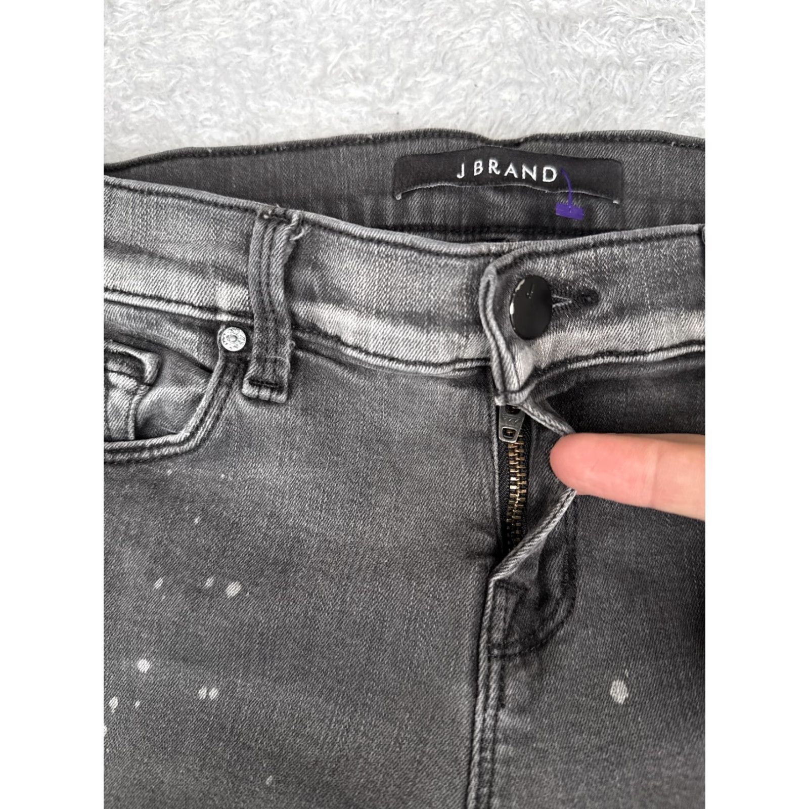 J Brand J Brand Jeans Womens Slim Skinny Crop Outsider Wash Charcoal Gray Denim Distressed 25in Zip 5-Pocket Cotton Blend Spandex Size 42" / US 20 - 5 Thumbnail