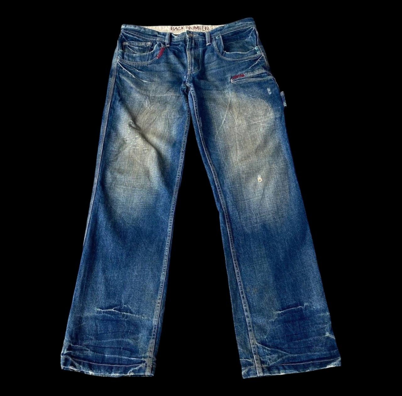 Japanese Brand W36X33 VTG BACK NUMBER DISTRESSED DENIM MUDWASH RUSTY DIRTY Size US 36 / EU 52 - 3 Thumbnail