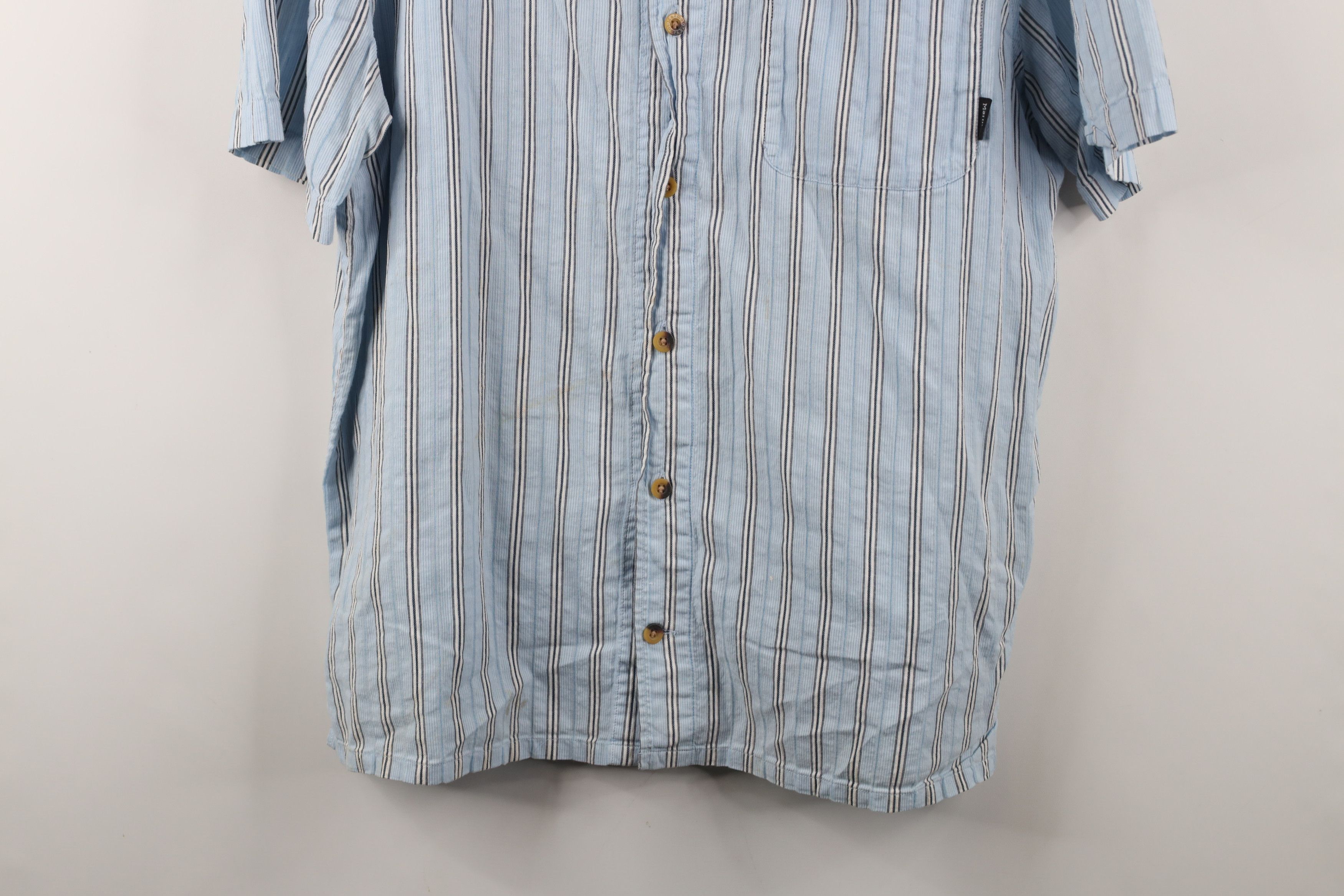 Marmot × Vintage Marmot Spell Out Striped Ribbed Short Sleeve Button Shirt Size US L / EU 52-54 / 3 - 3 Thumbnail