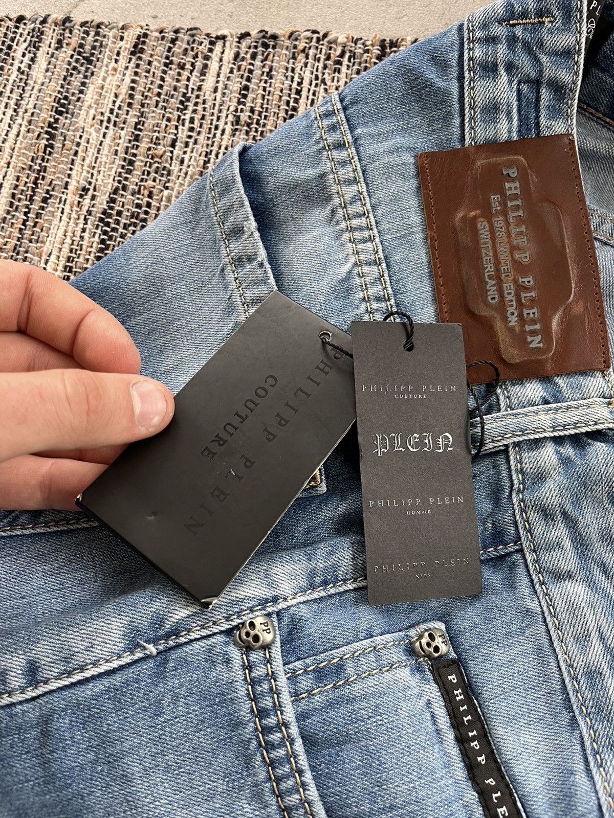 Philipp Plein New Philipp Plein Jeans Light Blue denim Distressed Wide Y2K Size US 36 / EU 52 - 21 Thumbnail