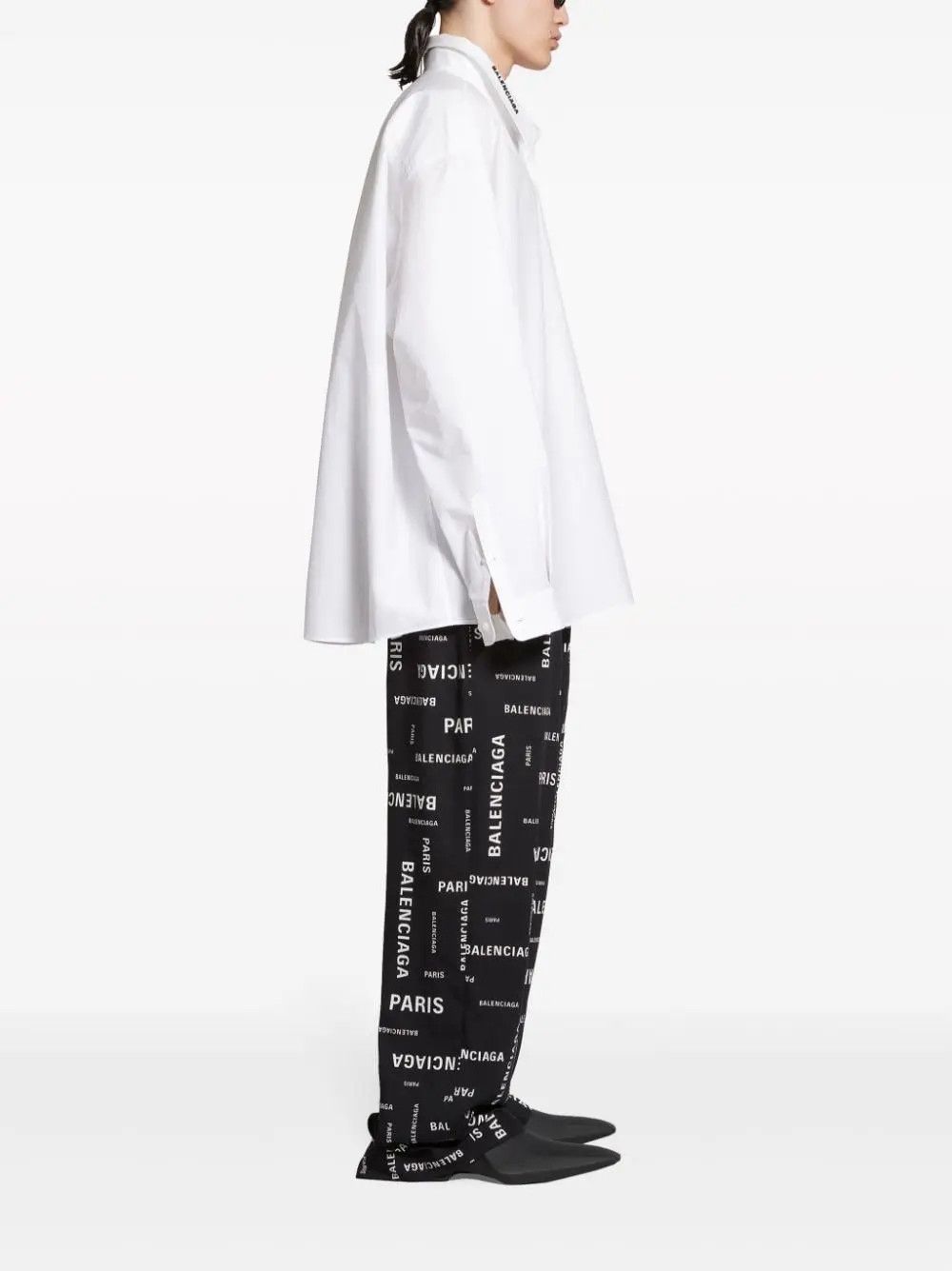 Balenciaga o1la1rc1a1024 Bal Paris Allover Pyjama Pants in Black/White Size US 30 / EU 46 - 3 Thumbnail