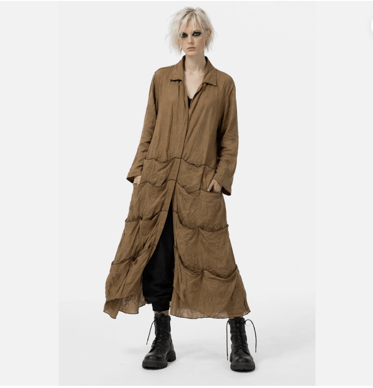 Other Avant Garde 100% Linen Multi Pocket Long Coat Size S / US 4 / IT 40 - 1 Thumbnail