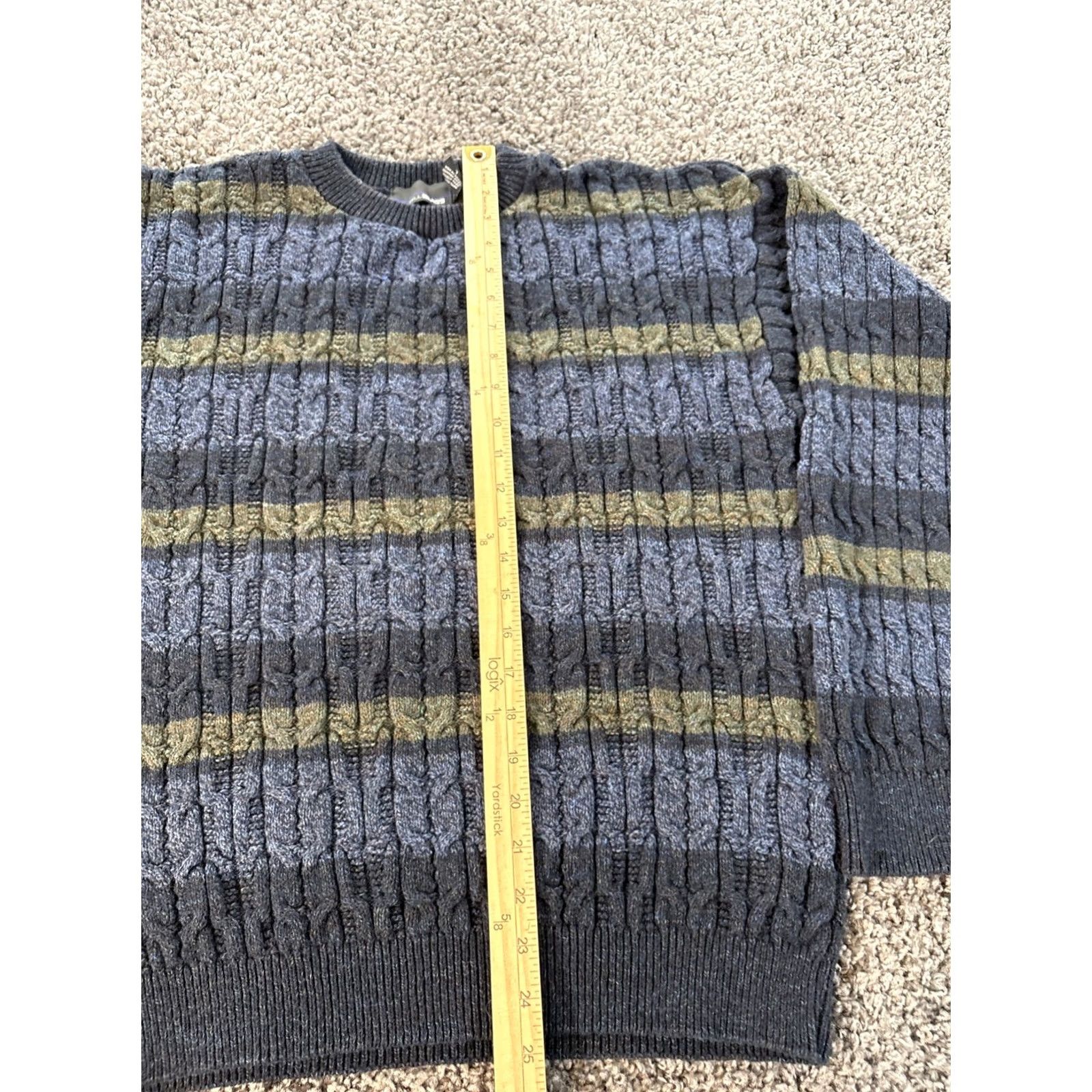 Bill Blass VINTAGE Bill Blass Sweater Mens Large Crew Neck Cotton Knit Striped Fisherman 90s Blue Size US L / EU 52-54 / 3 - 2 Thumbnail