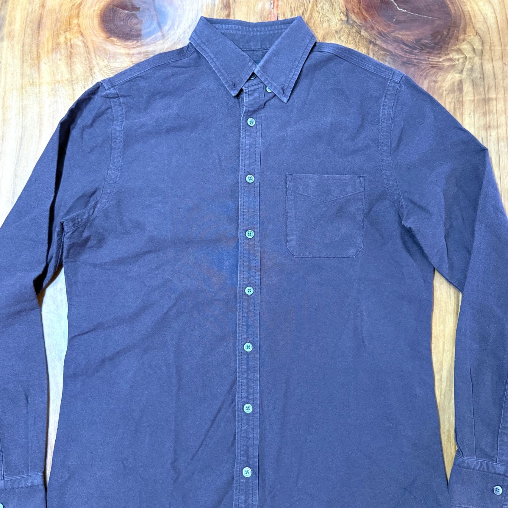 Vintage Wings + Horns Shirt Mens M Button Up L/S Linen Purple Casual JJ26 Size US M / EU 48-50 / 2 - 2 Thumbnail