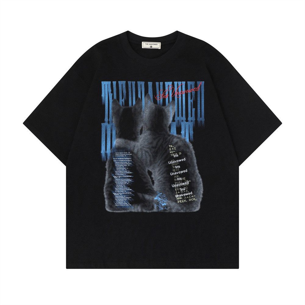 Japanese Brand Men's Streetwear Loose-Fit T-Shirt with Kitten Print Size US M / EU 48-50 / 2 - 1 Thumbnail