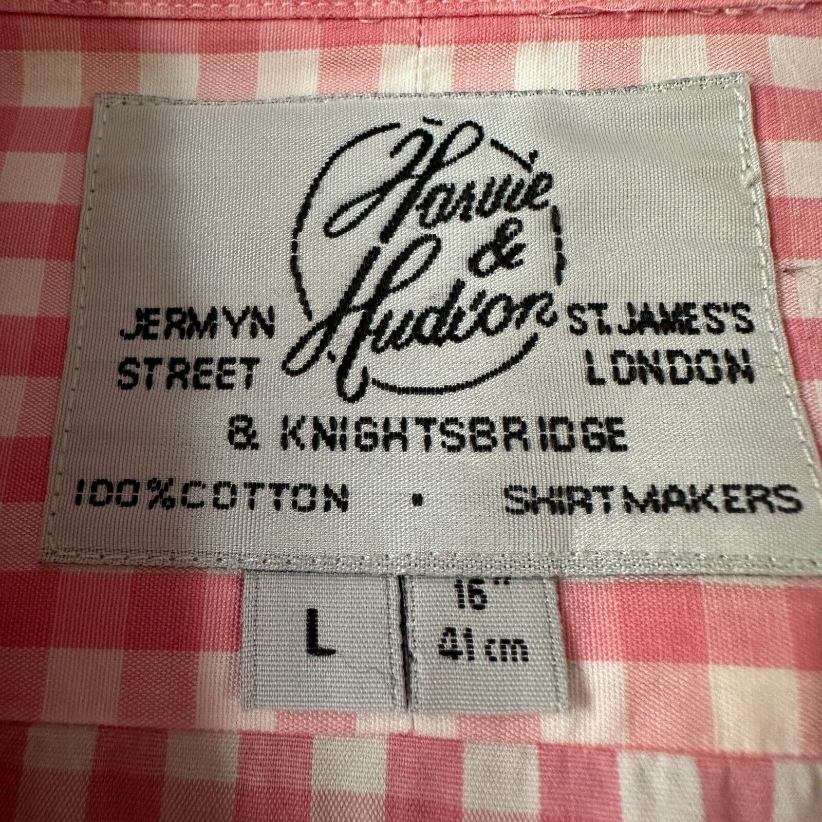 The Unbranded Brand Harvie & Hudson Shirt Men’s Large Pink Gingham 100% Cotton Size US L / EU 52-54 / 3 - 6 Thumbnail