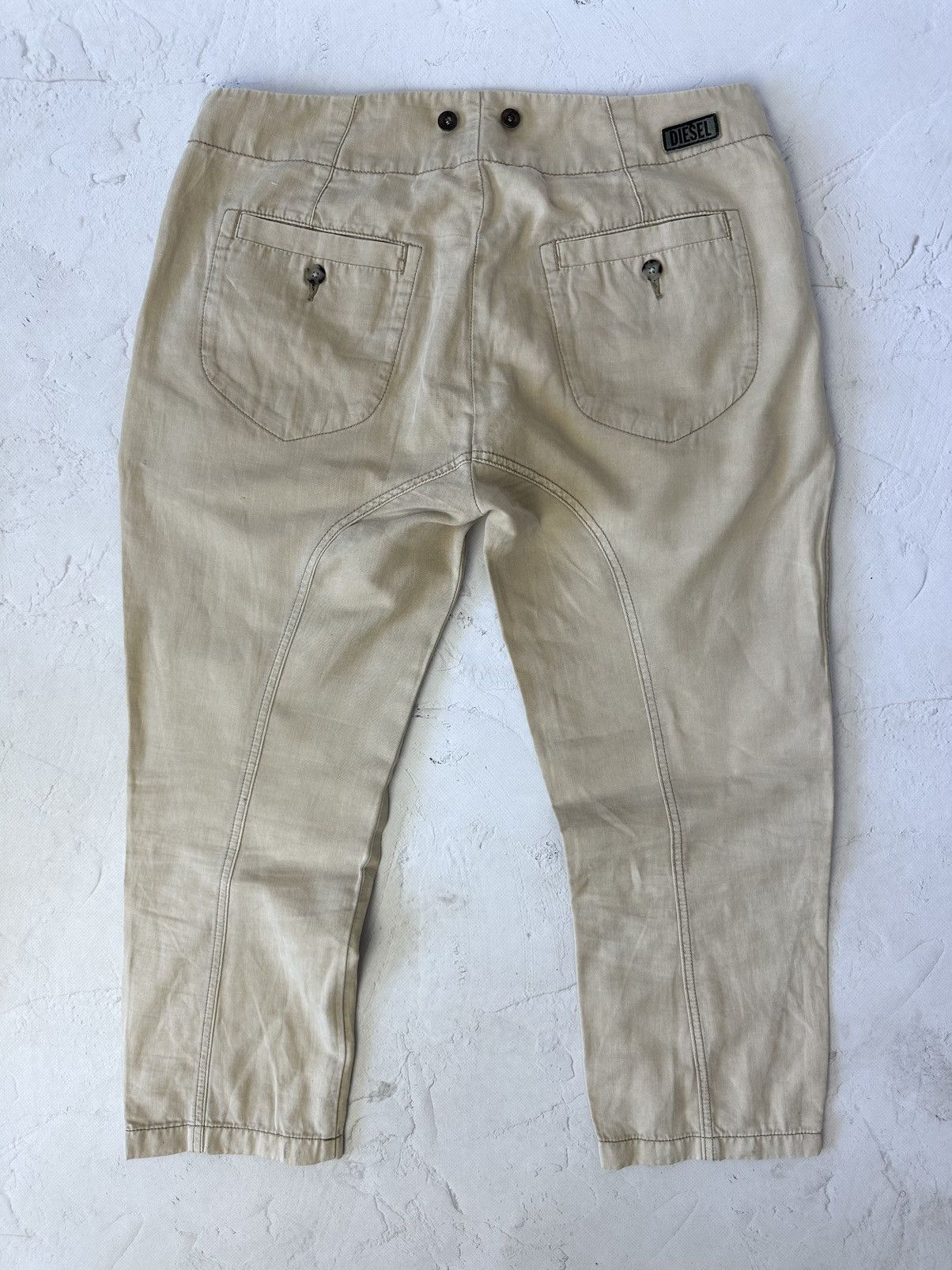 Diesel × Vintage Y2K Vintage Diesel Buttons Yellow Cropped Pants Size 27" / US 4 / IT 40 - 9 Thumbnail
