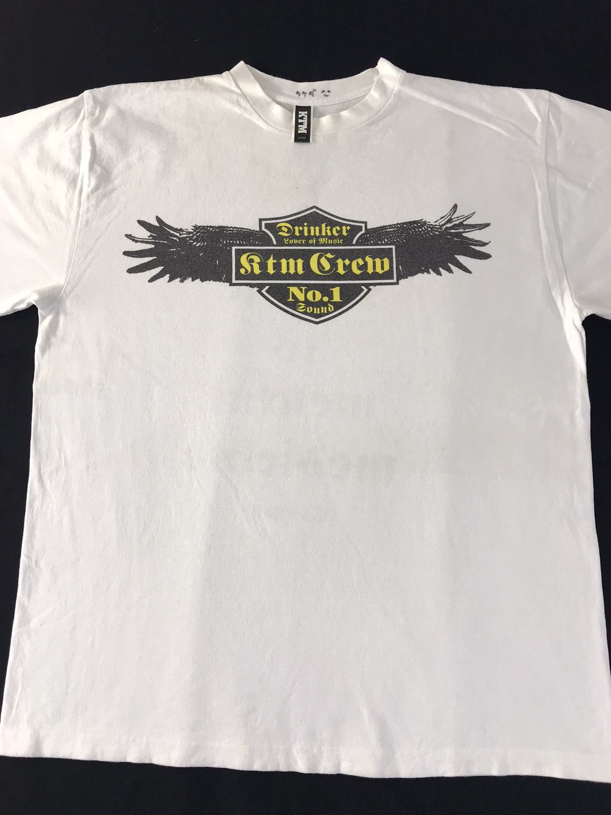 Japanese Brand KTM Crew Drinker Lover Of Music Skull Wing Logo Printed Size US XL / EU 56 / 4 - 3 Thumbnail