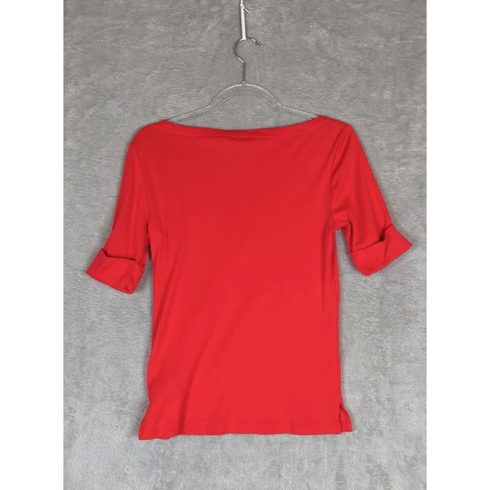 Ralph Lauren Lauren Ralph Lauren Red Cotton Stretch Boatneck Tee M Nautical Rolled Sleeve Women Size M / US 6-8 / IT 42-44 - 2 Thumbnail