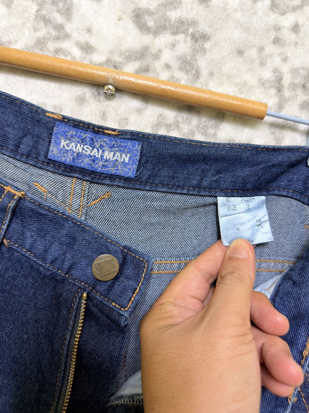 Japanese Brand × Kansai Yamamoto × Vintage Baggy KANSAI MAN Embroidery Back Logo Soft Denim Size US 28 / EU 44 - 14 Thumbnail