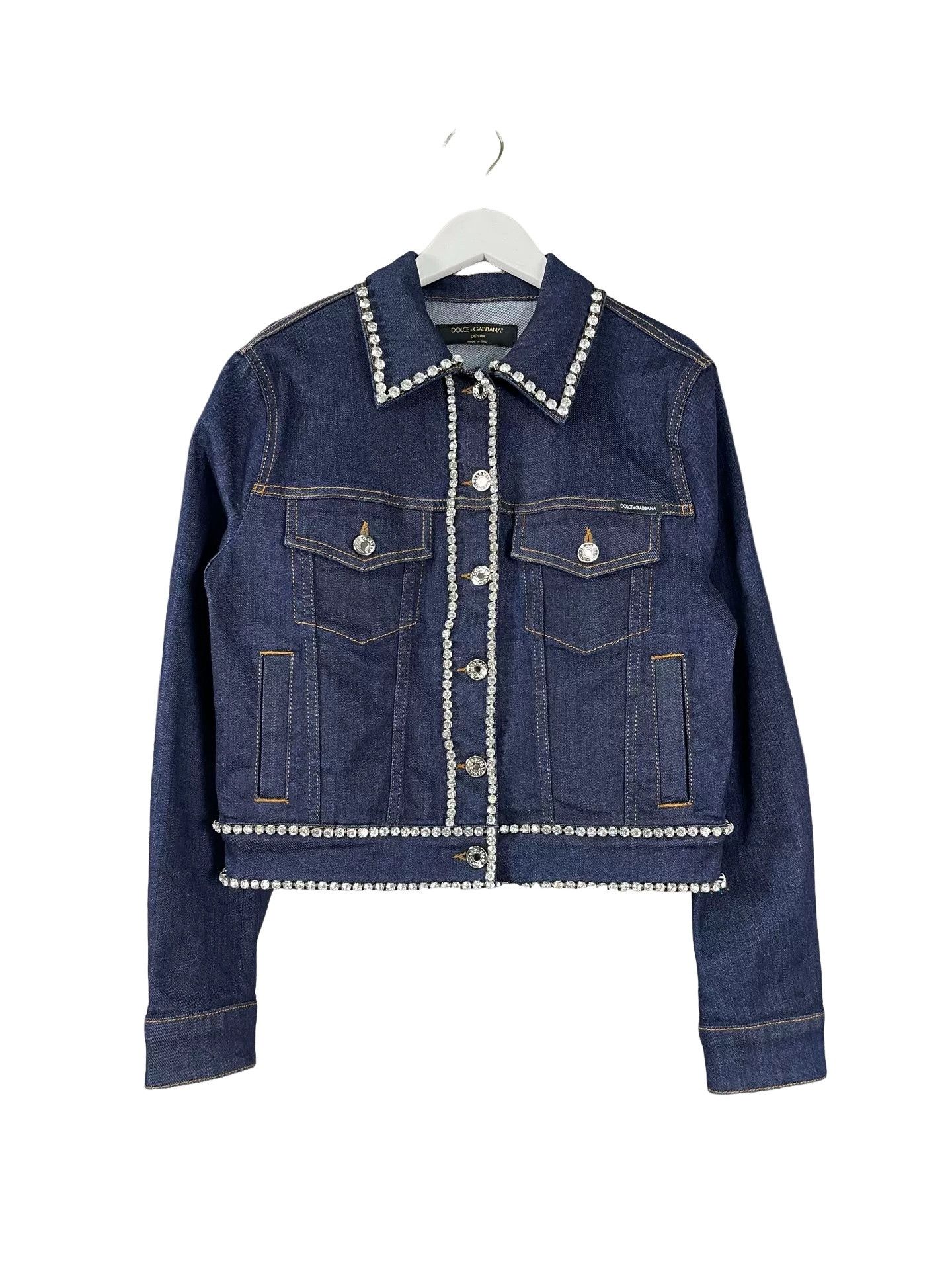 Dolce & Gabbana Dolce & Gabbana Rhinestone Denim Jacket Size 36 Size XS / US 0-2 / IT 36-38 - 1 Thumbnail